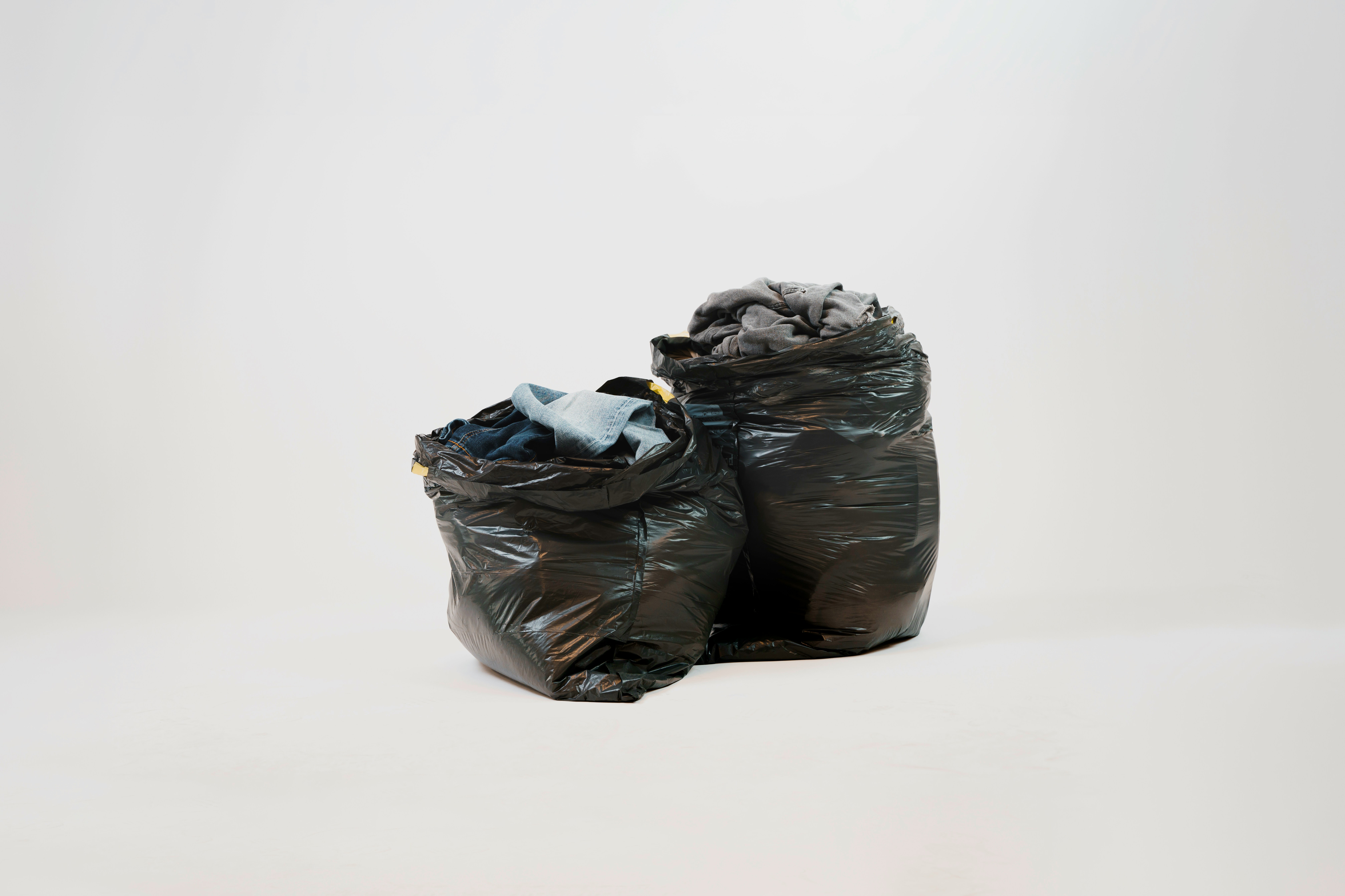 Bags of collected textiles